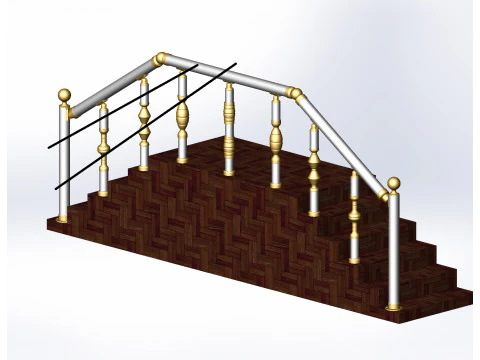 Schody z balustradą aluminiową 3 Model 3D