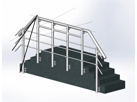Schody z balustradą aluminiową 4 Model 3D