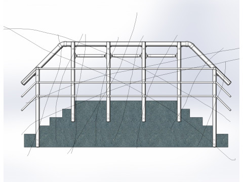 Aluminium Balustrade Stair 4 3D Model