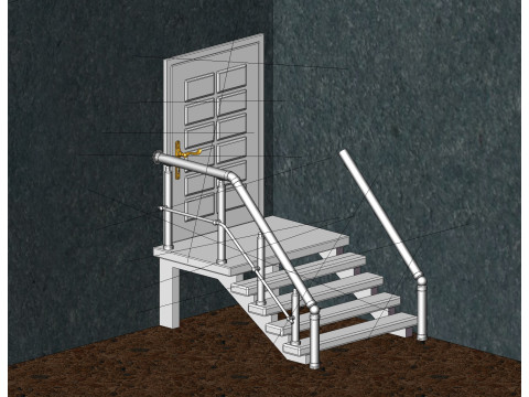 Aluminium Balustrade Stair 5 3D 모델
