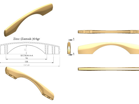 Cabinet Handle Model 03 3D मॉडल