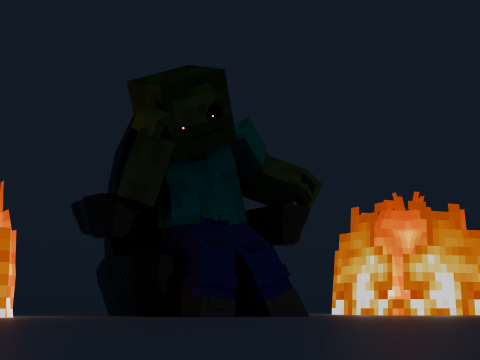Minecraft Zombie Animated 3D Model 3D