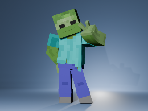 Minecraft Zombie Animated 3D Model 3D