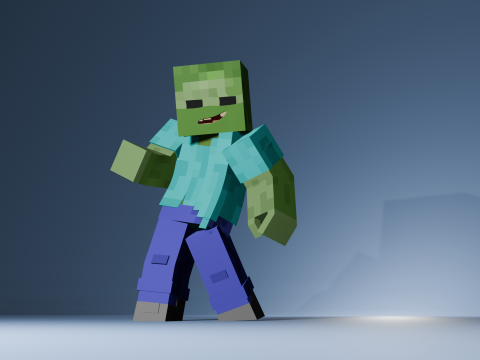 Minecraft Zombie Animated 3D Model 3D