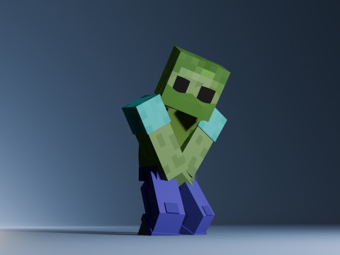 Minecraft Zombie Animated 3D Model 3D