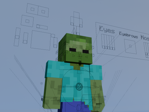 Minecraft Zombie Animated 3D Model 3D