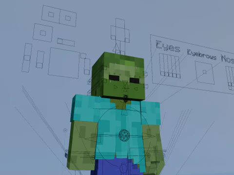 Minecraft Zumbi Animado 3D Modelo 3D