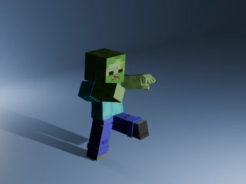 Minecraft Zumbi Animado 3D Modelo 3D