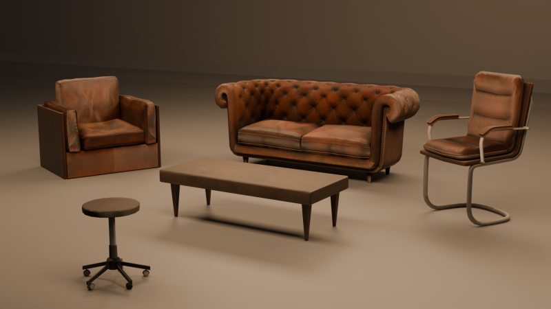 Chair Set 3D 모델 .c4d .max .obj .3ds .fbx .stl .blend