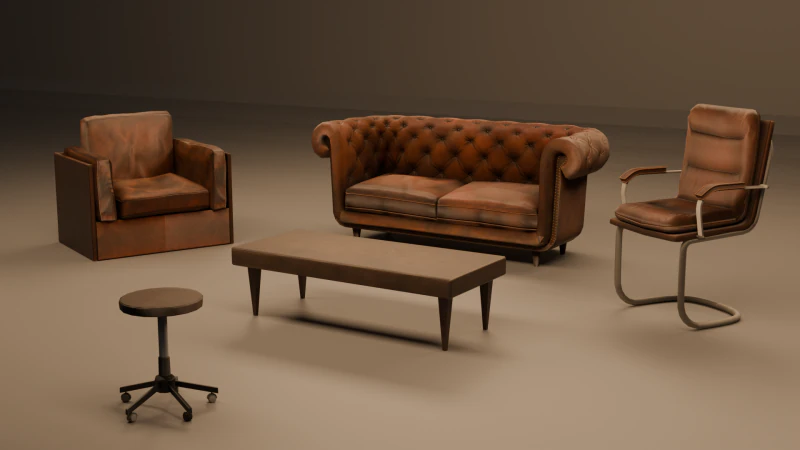 Conjunto de cadeiras Modelo 3D .c4d .max .obj .3ds .fbx .stl .blend 