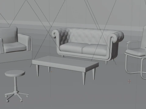 Conjunto de cadeiras Modelo 3D