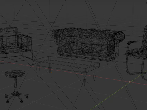 Conjunto de cadeiras Modelo 3D