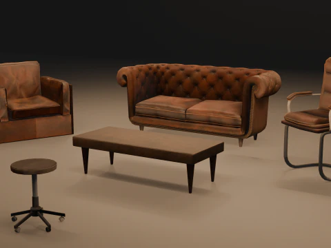 Conjunto de cadeiras Modelo 3D