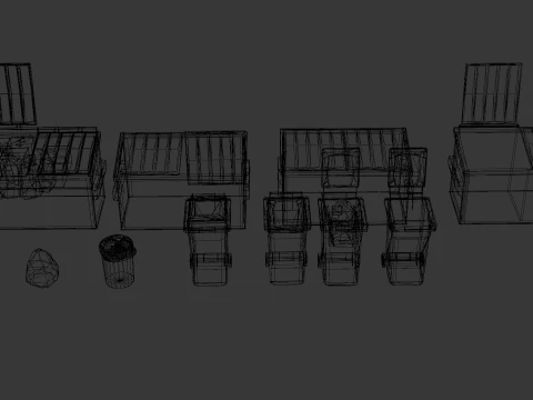 Kit bidone della spazzatura Modello 3D