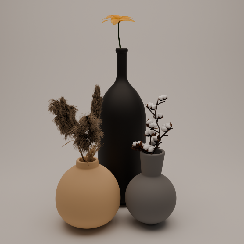 Ceramic Vase Set of 3 Model 3D .c4d .max .obj .3ds .fbx .stl .blend