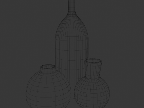 Ceramic Vase Set of 3 Model 3D