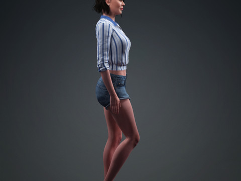 Ana De Armas - Hyper Realistic Low-poly 3D Model