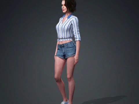 Ana De Armas - Hyper Realistic Low-poly 3D Model