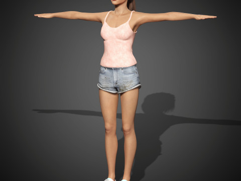Ariana Grande Character Low-poly 3D Модель