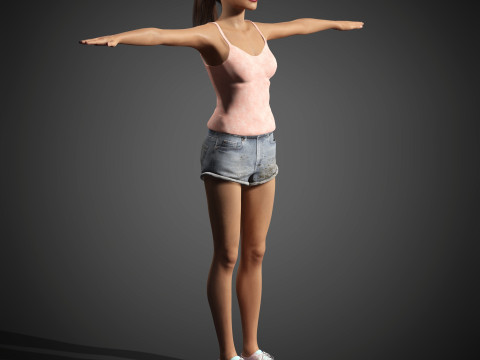 Ariana Grande Character Low-poly 3D Модель