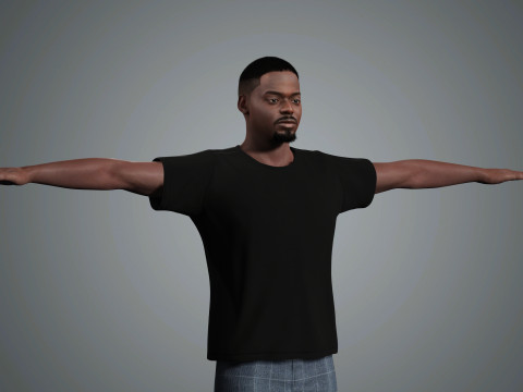 Daniel Kaluuya Character Low-poly 3D Model