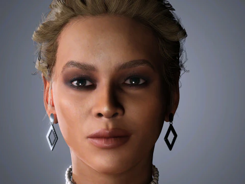 Beyonc&eacute;-Charakter Low-Poly 3D Modell