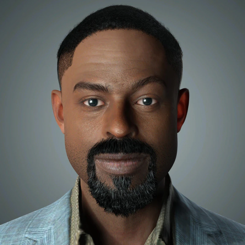 Sterling K Brown Character Low-poly 3D Model .c4d .max .obj .3ds .fbx .stl .blend 