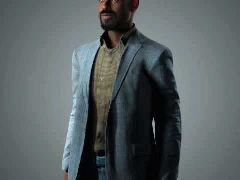 Sterling K Brown Character Low-poly 3D Model