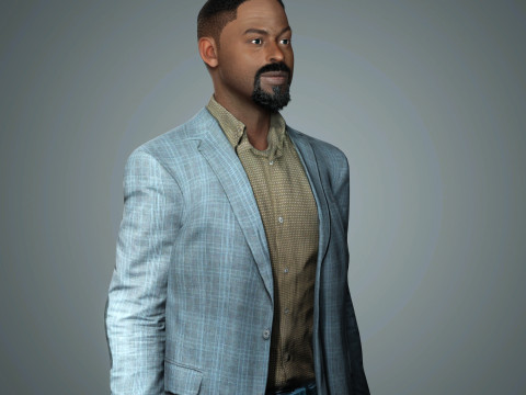 Sterling K Brown Character Low-poly 3D Model