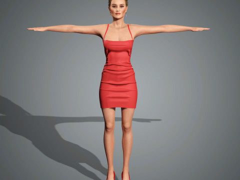 Rosie-Huntington Character Low-poly 3Dモデル