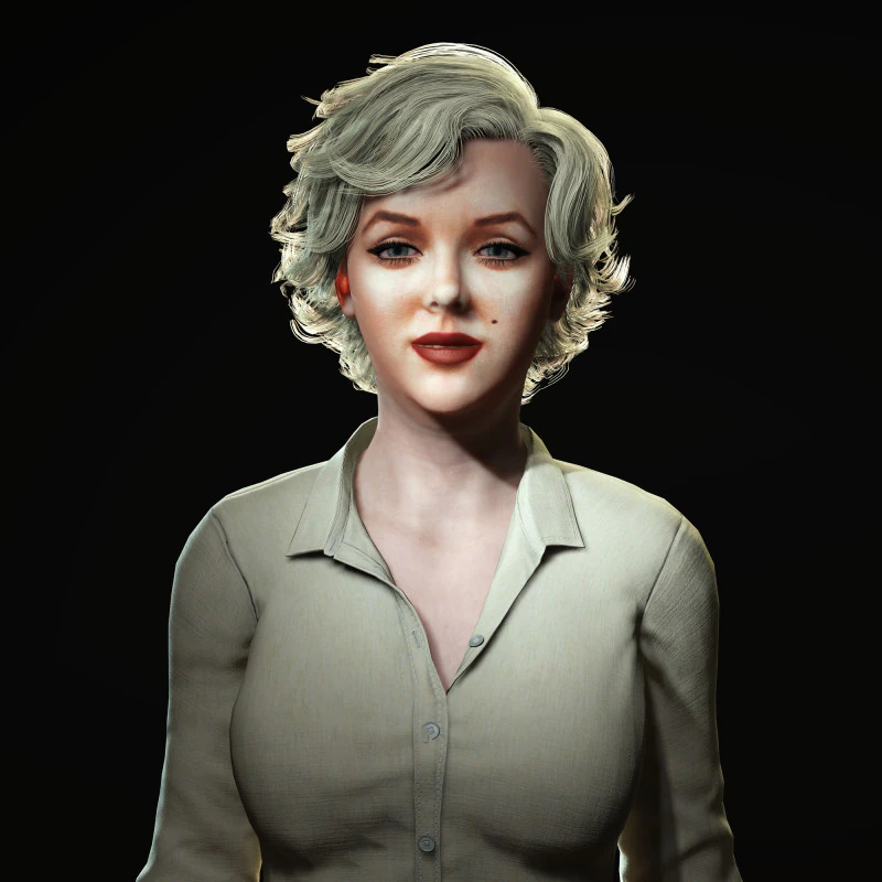 Marilyn Monroe Character 3D Model .c4d .max .obj .3ds .fbx .stl .blend 