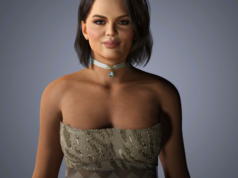 Chrissy Teigen Character Low-poly Modèle 3D