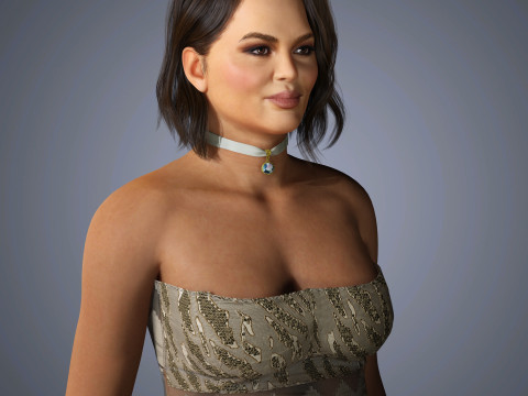 Chrissy Teigen Character Low-poly Modèle 3D
