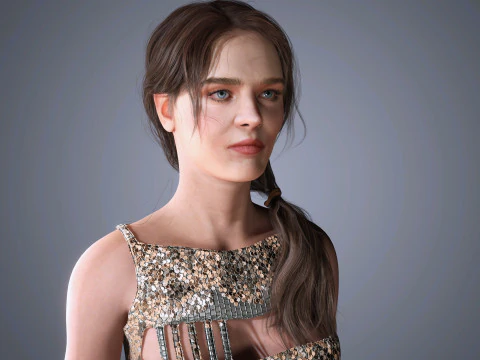 ナタリア・ヴォディアノヴァ キャラクター ローポリ 3Dモデル