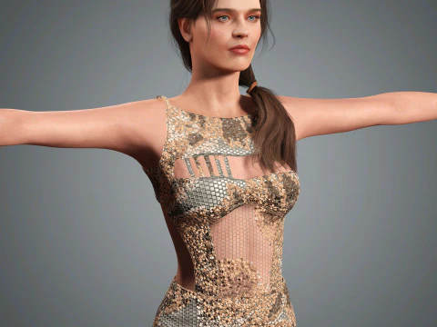 ナタリア・ヴォディアノヴァ キャラクター ローポリ 3Dモデル