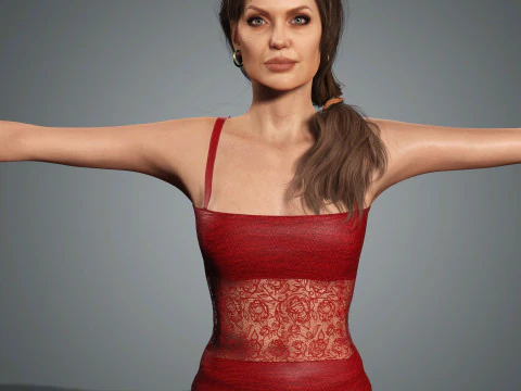 Angelina Jolie Character Low-poly 3D Model