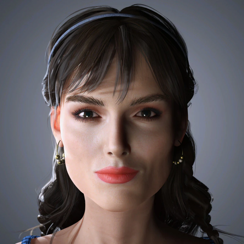 Keira Knightley Character Low-poly 3D Model .c4d .max .obj .3ds .fbx .stl .blend