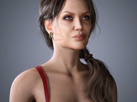 Angelina Jolie Character Low-poly Model 3D
