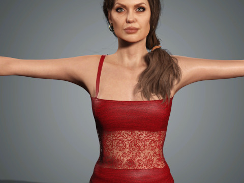Angelina Jolie Character Low-poly Model 3D