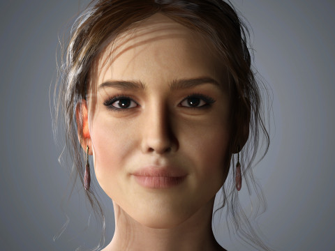 Jessica Alba Character Low-poly 3D Model
