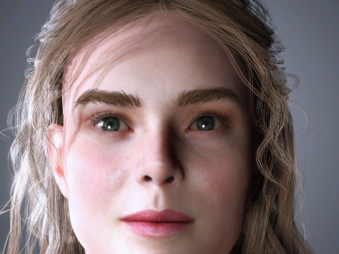 Elle Fanning Character 3D Model
