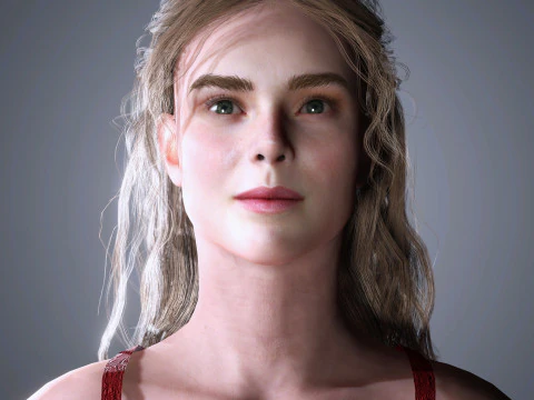 Elle Fanning Character 3D Model
