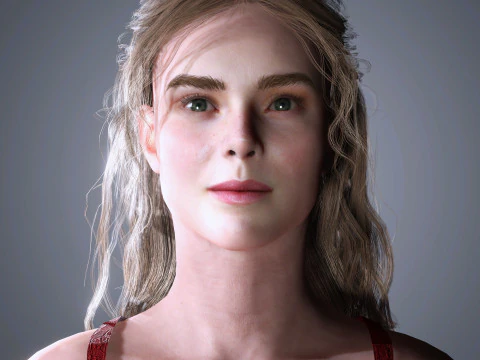 Elle Fanning Character 3D Model