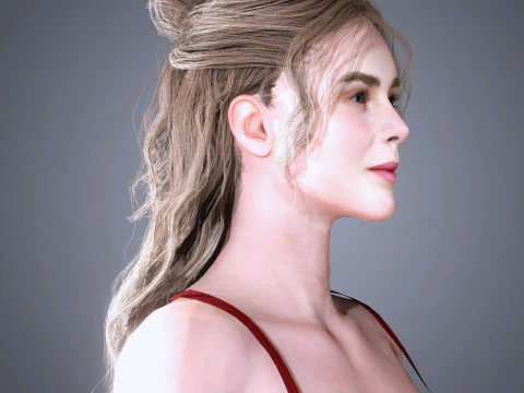 Elle Fanning Character 3D Model