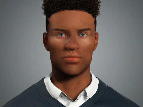 Cartoon Black Male Character Ready for Game and Animation 3D Model