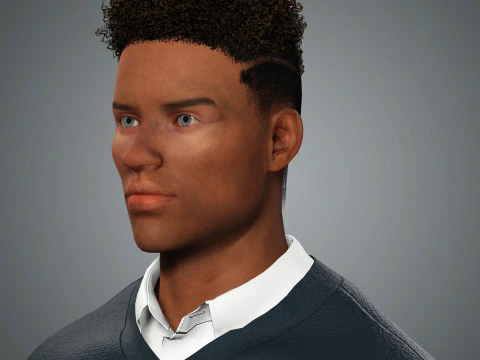 Cartoon Black Male Character Ready for Game and Animation 3D Model