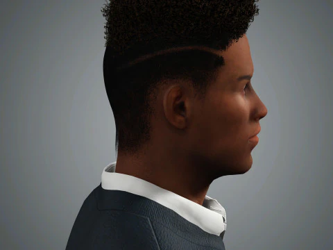 Cartoon Black Male Character Ready for Game and Animation 3D Model