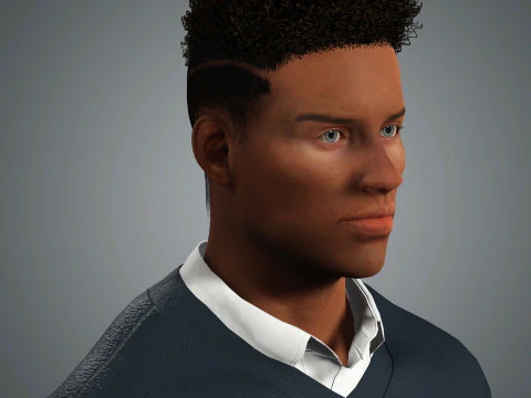 Cartoon Black Male Character Ready for Game and Animation 3D Model