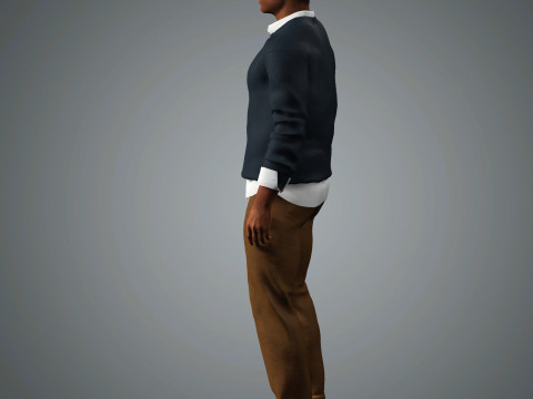 Cartoon Black Male Character Ready for Game and Animation 3D 模型