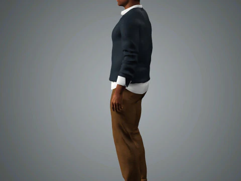 Cartoon Black Male Character Ready for Game and Animation 3D Model